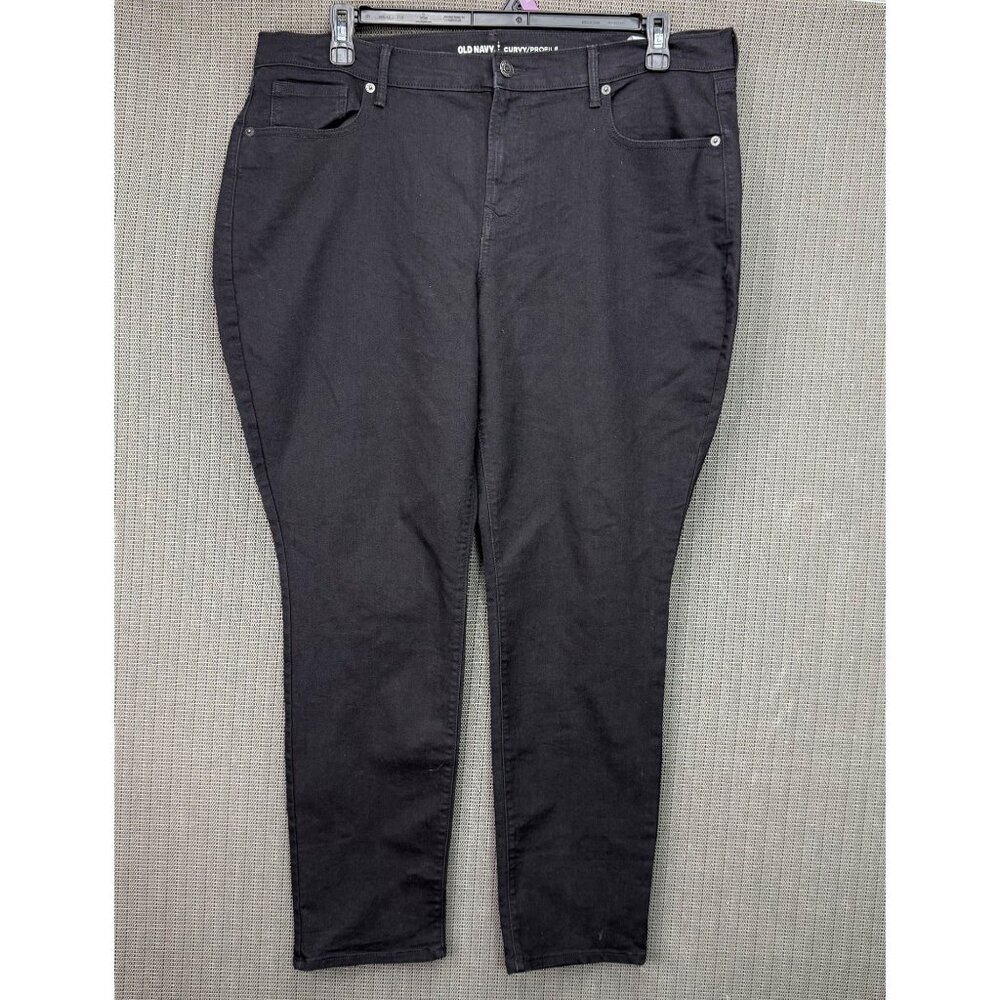Old Navy Womens Size 16 Short Black Curvy/Profile Mid-Rise Skinny Jeans Denim